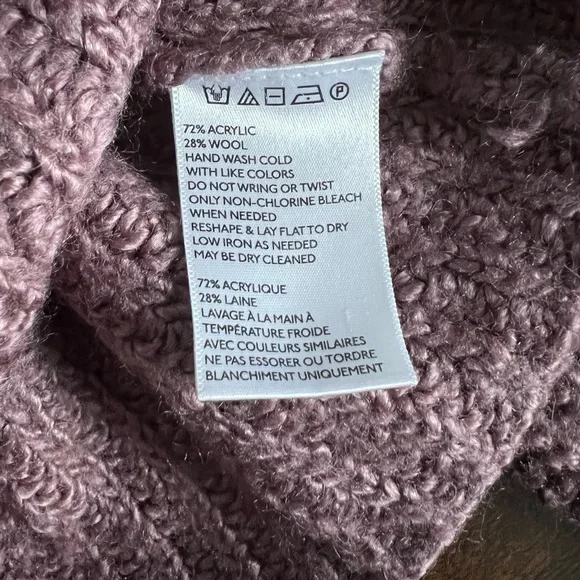 Kimchi Blue Purple Long Sleeve Cable Knit Flowy Cropped Sweater - Picture 6 of 6